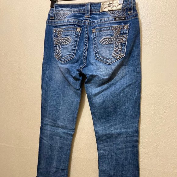 Y2K Miss Me Women's Mid Rise Slim Boot Rhinestone Embellished Jeans Size 27 - Picture 2 of 8
